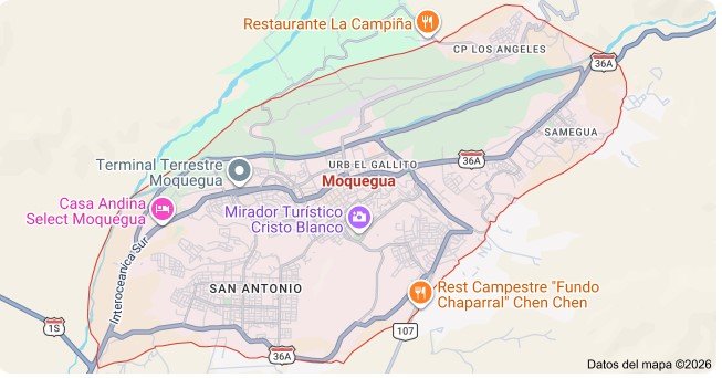 Referencia de ubicación de LinguaSur en el Cercado de Moquegua